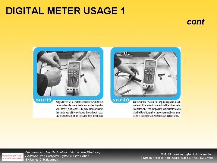 DIGITAL METER USAGE 1 cont Diagnosis and Troubleshooting of Automotive Electrical, Electronic, and Computer