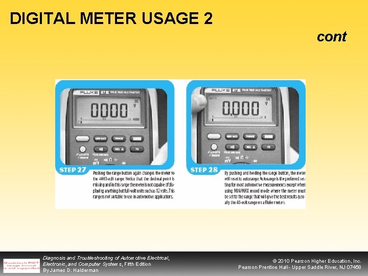 DIGITAL METER USAGE 2 cont Diagnosis and Troubleshooting of Automotive Electrical, Electronic, and Computer