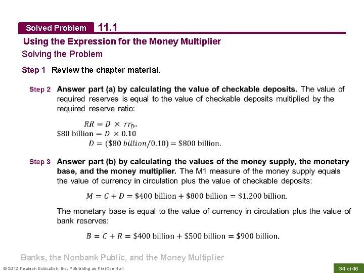 Solved Problem 11. 1 Using the Expression for the Money Multiplier Solving the Problem