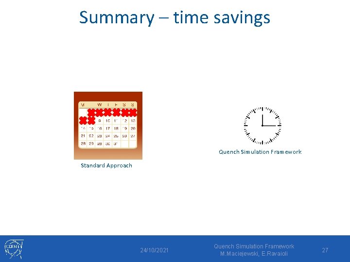 Summary – time savings Quench Simulation Framework Standard Approach 24/10/2021 Quench Simulation Framework M.