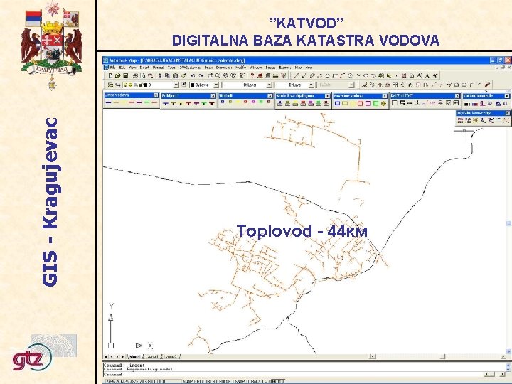 GIS - Kragujevac ”KATVOD” DIGITALNA BAZA KATASTRA VODOVA Toplovod - 44 км 