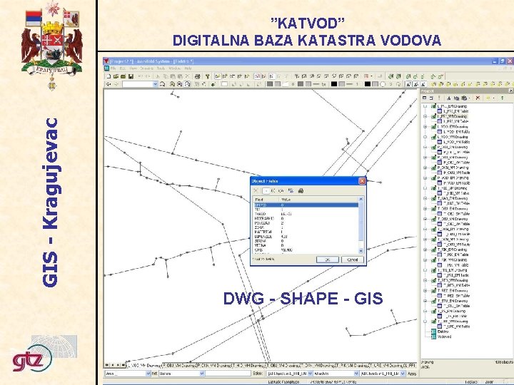 GIS - Kragujevac ”KATVOD” DIGITALNA BAZA KATASTRA VODOVA DWG - SHAPE - GIS 