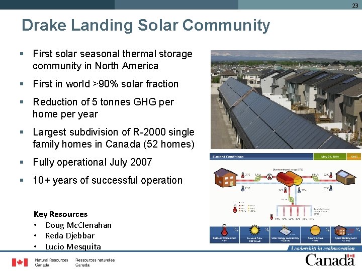 23 Drake Landing Solar Community § First solar seasonal thermal storage community in North