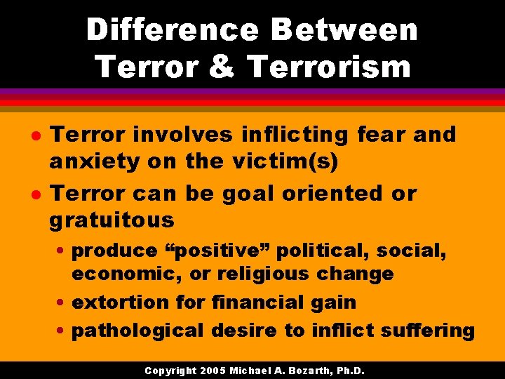 Difference Between Terror & Terrorism l l Terror involves inflicting fear and anxiety on