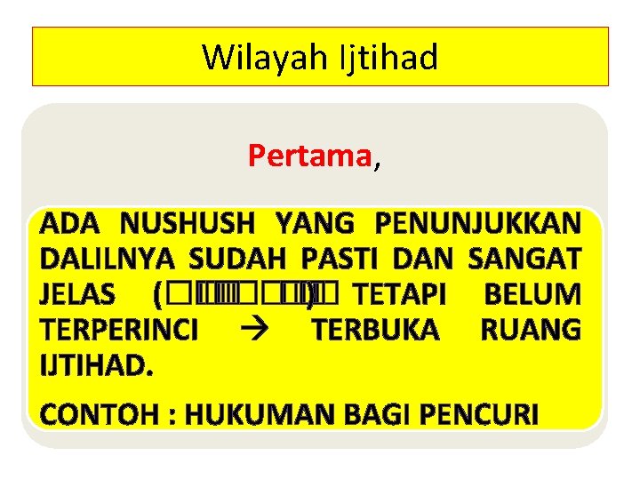 Wilayah Ijtihad Pertama, ADA NUSHUSH YANG PENUNJUKKAN DALILNYA SUDAH PASTI DAN SANGAT JELAS (���