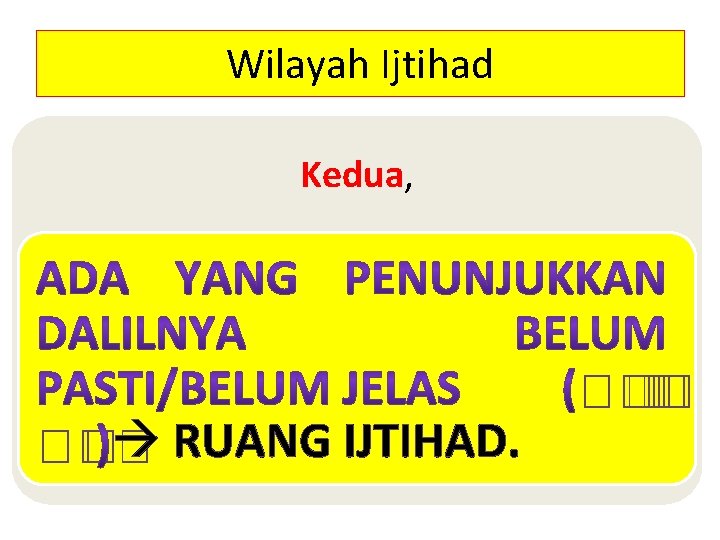 Wilayah Ijtihad Kedua, RUANG IJTIHAD. 