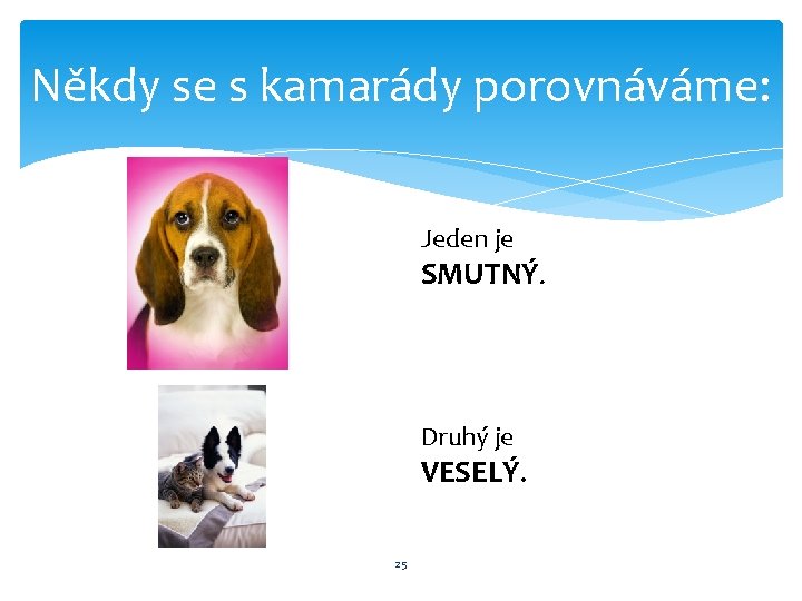 Někdy se s kamarády porovnáváme: Jeden je SMUTNÝ. Druhý je VESELÝ. 25 