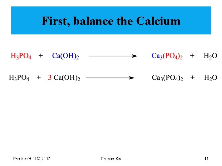 First, balance the Calcium Prentice Hall © 2007 Chapter Six 11 