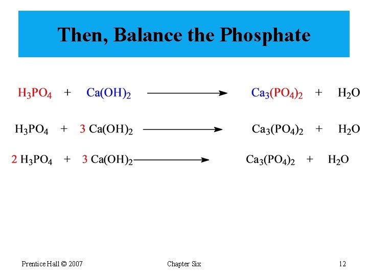 Then, Balance the Phosphate Prentice Hall © 2007 Chapter Six 12 