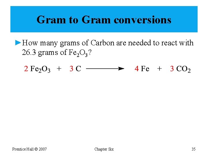 Gram to Gram conversions ►How many grams of Carbon are needed to react with