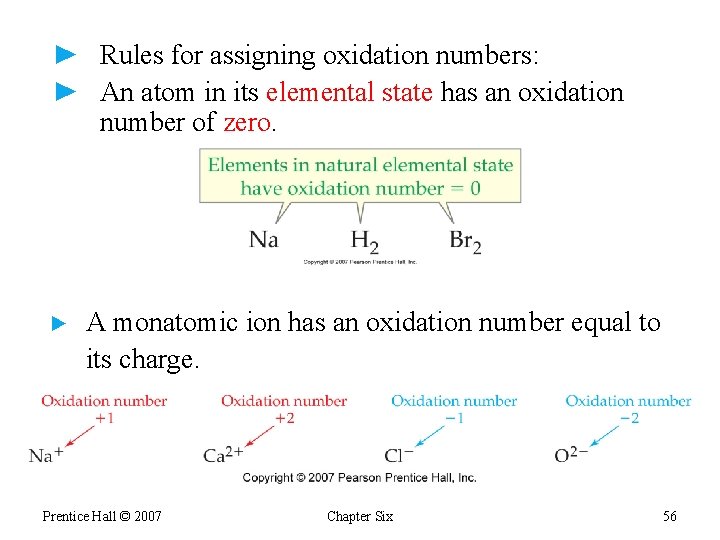 ► Rules for assigning oxidation numbers: ► An atom in its elemental state has