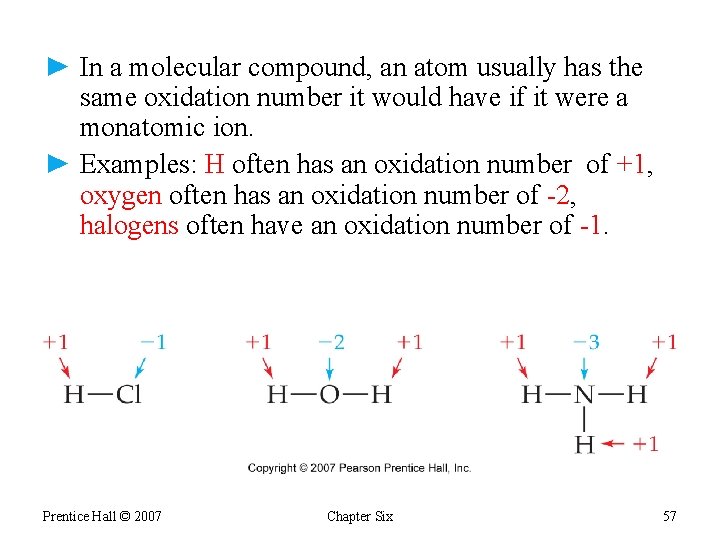 ► In a molecular compound, an atom usually has the same oxidation number it