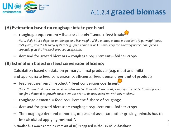A. 1. 2. 4 grazed biomass (A) Estimation based on roughage intake per head