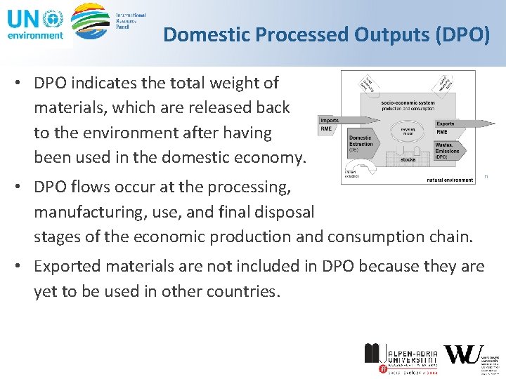 Domestic Processed Outputs (DPO) • DPO indicates the total weight of materials, which are