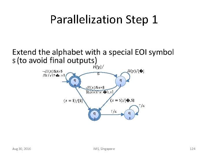 Parallelization Step 1 • H(y)/ Aug 30, 2016 q q 0 1 q q