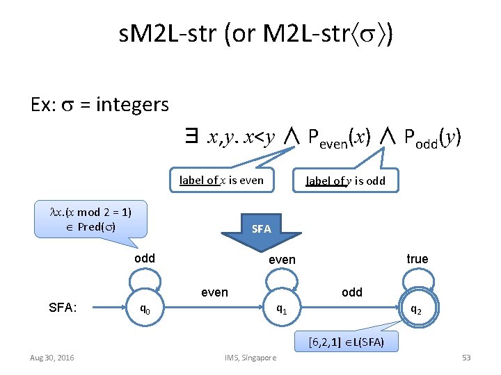 s. M 2 L-str (or M 2 L-str ) Ex: = integers ∃ x,