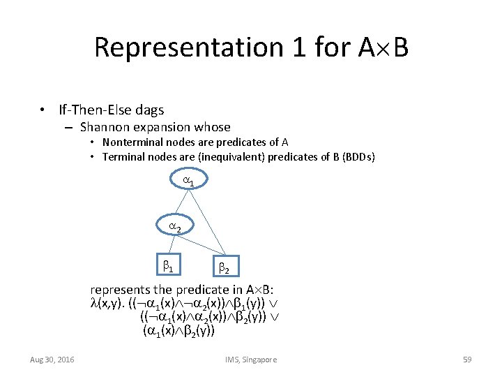 Representation 1 for A B • If-Then-Else dags – Shannon expansion whose • Nonterminal