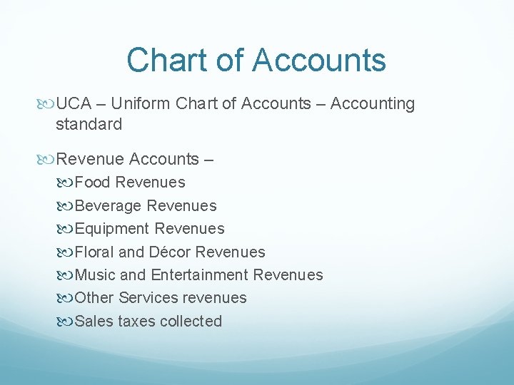 Chart of Accounts UCA – Uniform Chart of Accounts – Accounting standard Revenue Accounts