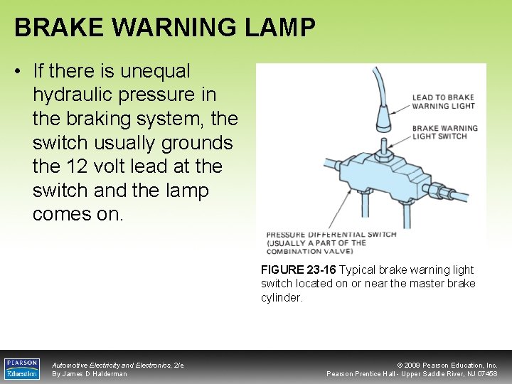 BRAKE WARNING LAMP • If there is unequal hydraulic pressure in the braking system,
