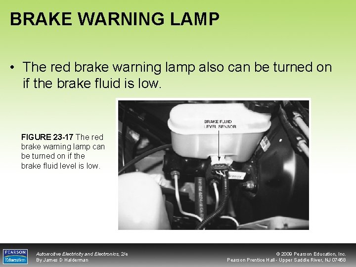 BRAKE WARNING LAMP • The red brake warning lamp also can be turned on