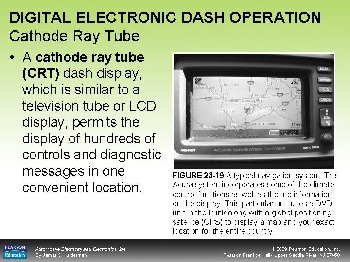DIGITAL ELECTRONIC DASH OPERATION Cathode Ray Tube • A cathode ray tube (CRT) dash