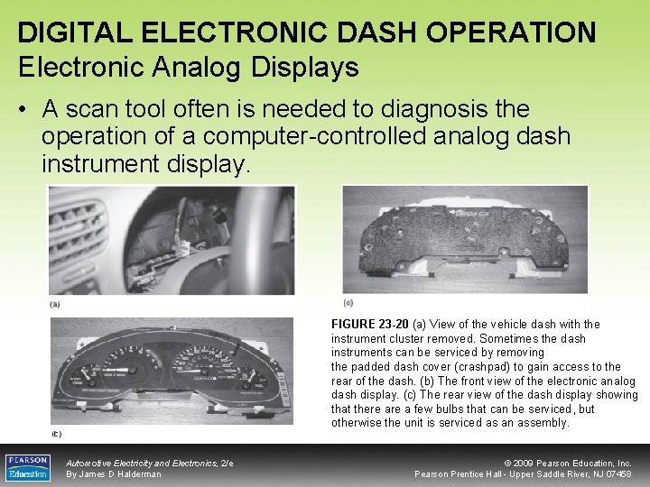 DIGITAL ELECTRONIC DASH OPERATION Electronic Analog Displays • A scan tool often is needed