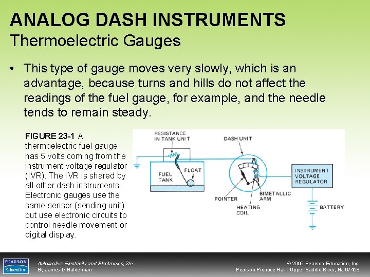 ANALOG DASH INSTRUMENTS Thermoelectric Gauges • This type of gauge moves very slowly, which