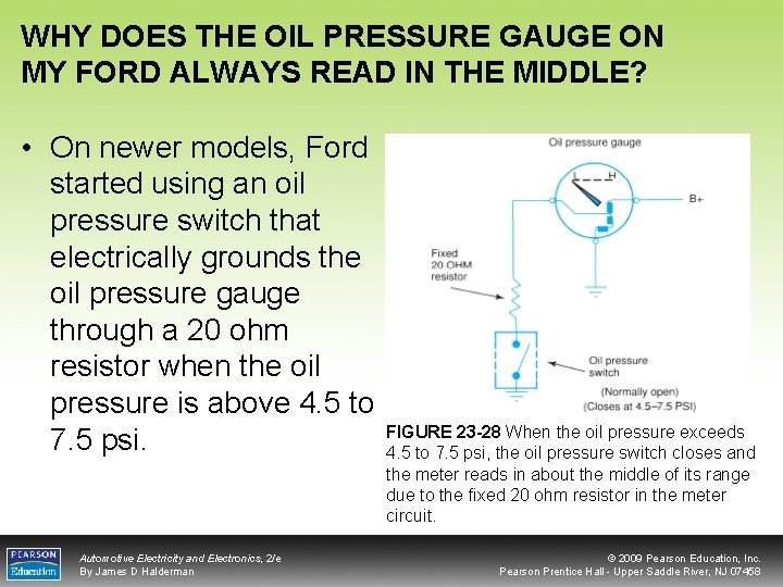 WHY DOES THE OIL PRESSURE GAUGE ON MY FORD ALWAYS READ IN THE MIDDLE?