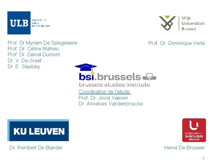 Prof. Dr Myriam De Spiegelaere Prof. Dr. Céline Mahieu Prof. Dr. Daniel Dumont Dr.