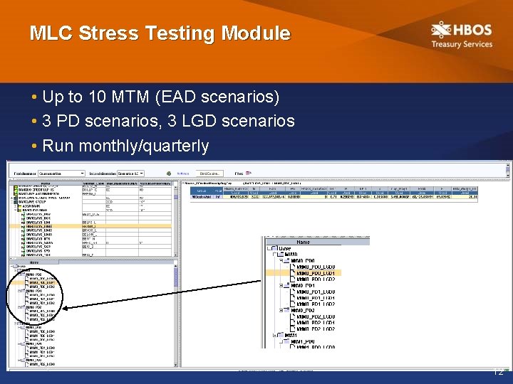 MLC Stress Testing Module • Up to 10 MTM (EAD scenarios) • 3 PD