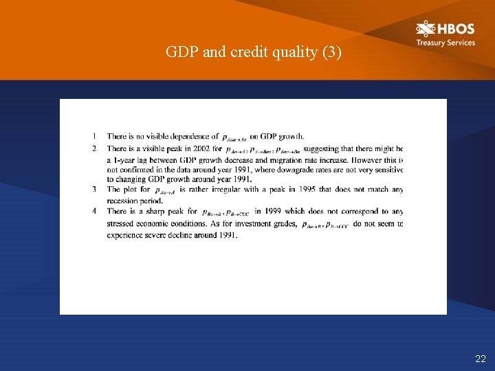 GDP and credit quality (3) 22 