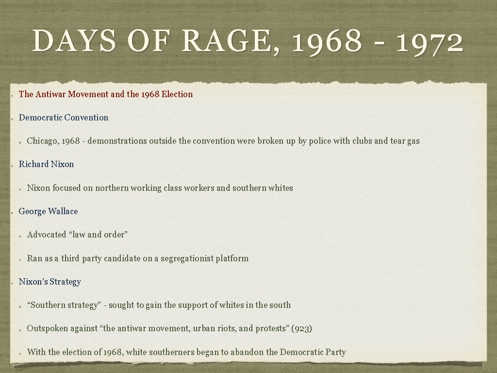 DAYS OF RAGE, 1968 - 1972 The Antiwar Movement and the 1968 Election Democratic