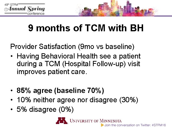 9 months of TCM with BH Provider Satisfaction (9 mo vs baseline) • Having
