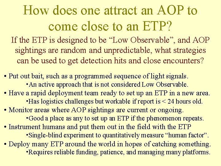How does one attract an AOP to come close to an ETP? If the