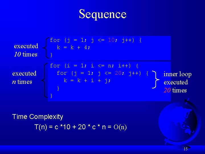Sequence executed 10 times executed n times for (j = 1; j <= 10;