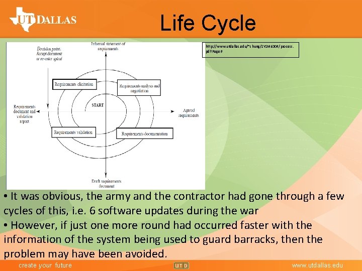 Life Cycle http: //www. utdallas. edu/~chung/SYSM 6309/process. pdf Page 9 • It was obvious,