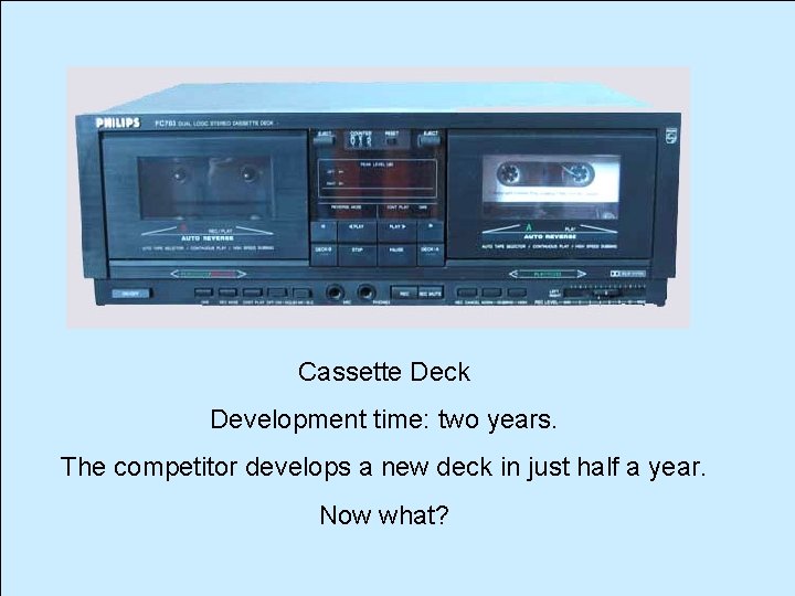 Cassette Deck Development time: two years. The competitor develops a new deck in just
