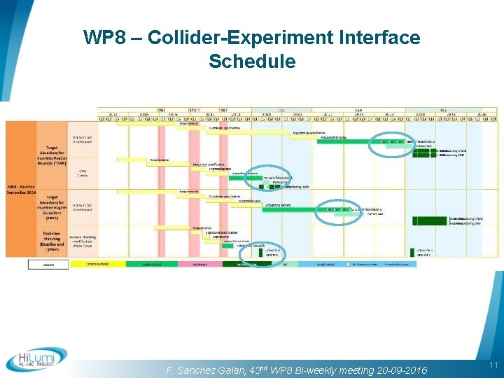 WP 8 – Collider-Experiment Interface Schedule F. Sanchez Galan, 43 nd WP 8 Bi-weekly