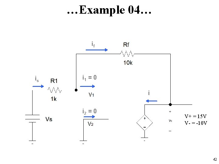 …Example 04… if is i 1 = 0 i i 2 = 0 V+