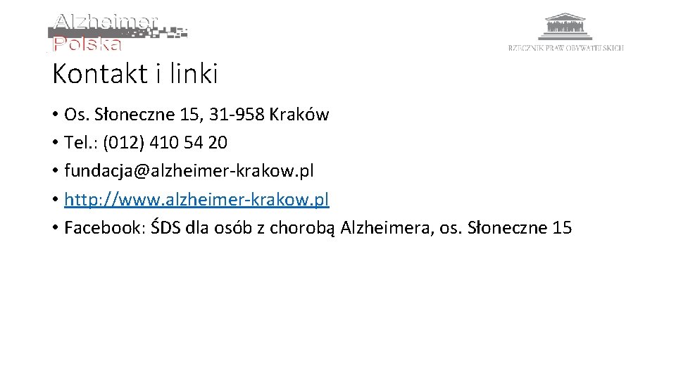 Kontakt i linki • Os. Słoneczne 15, 31 -958 Kraków • Tel. : (012)