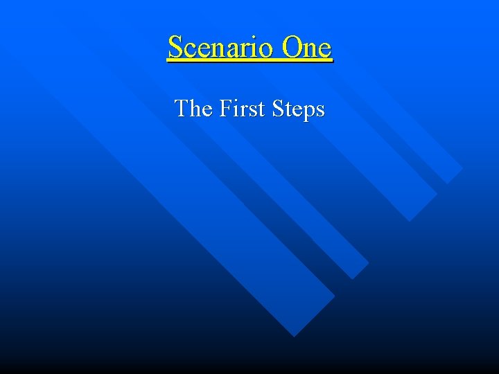 Scenario One The First Steps 