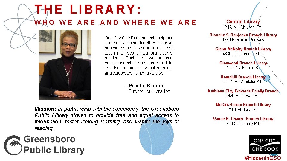 THE LIBRARY: WHO WE ARE AND WHERE WE ARE One City One Book projects