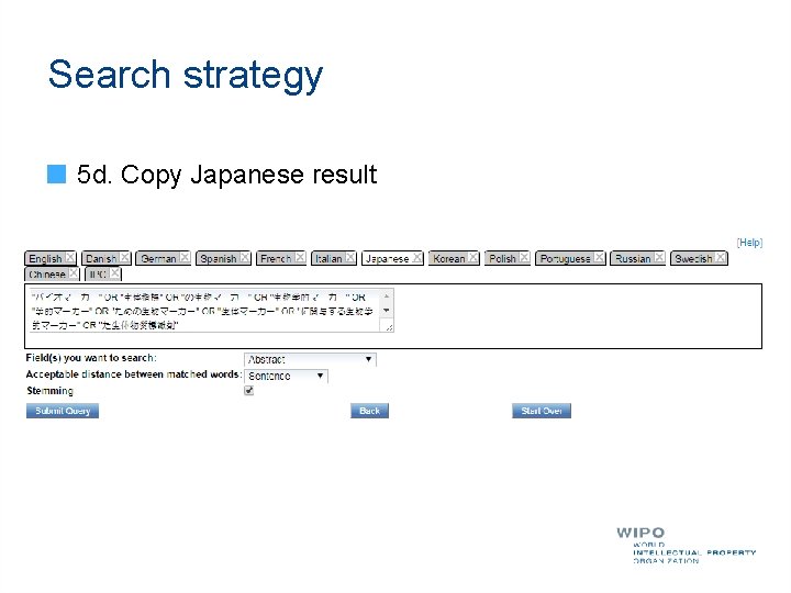 Search strategy 5 d. Copy Japanese result 