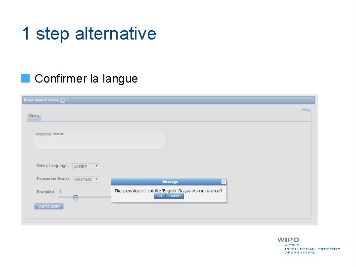 1 step alternative Confirmer la langue 