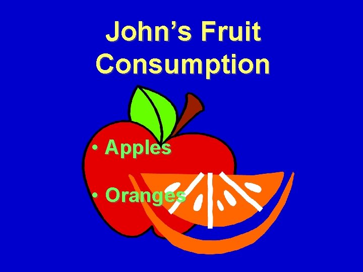 John’s Fruit Consumption • Apples • Oranges 