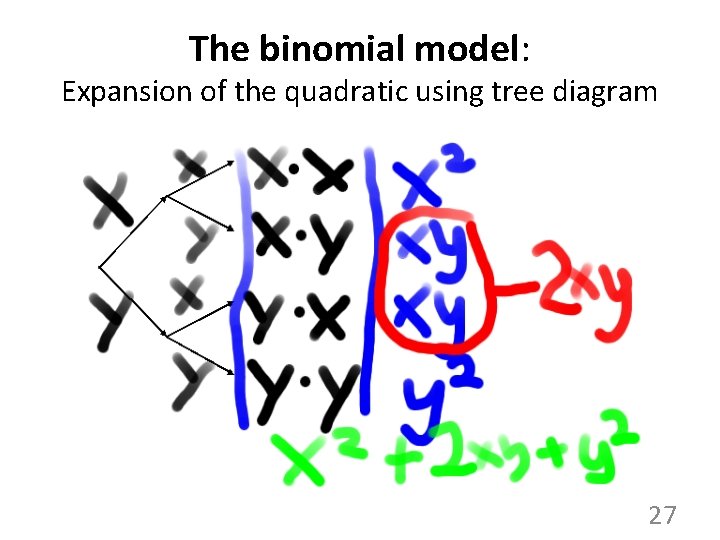 The binomial model: Expansion of the quadratic using tree diagram 27 The binomial model: Expansion of the quadratic using tree diagram 27