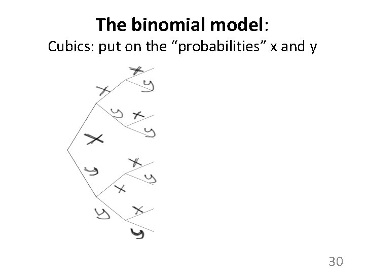 The binomial model: Cubics: put on the “probabilities” x and y 30 The binomial model: Cubics: put on the “probabilities” x and y 30