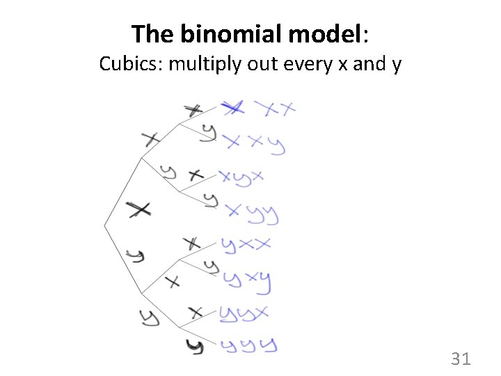The binomial model: Cubics: multiply out every x and y 31 The binomial model: Cubics: multiply out every x and y 31