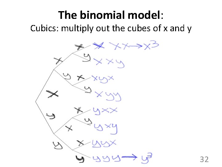 The binomial model: Cubics: multiply out the cubes of x and y 32 The binomial model: Cubics: multiply out the cubes of x and y 32
