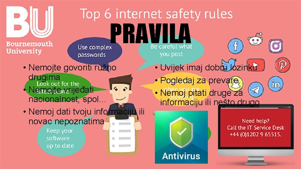 PRAVILA • Nemojte govoriti ružno drugima • Nemojte vrijeđati nacionalnost, spol… • Nemoj dati